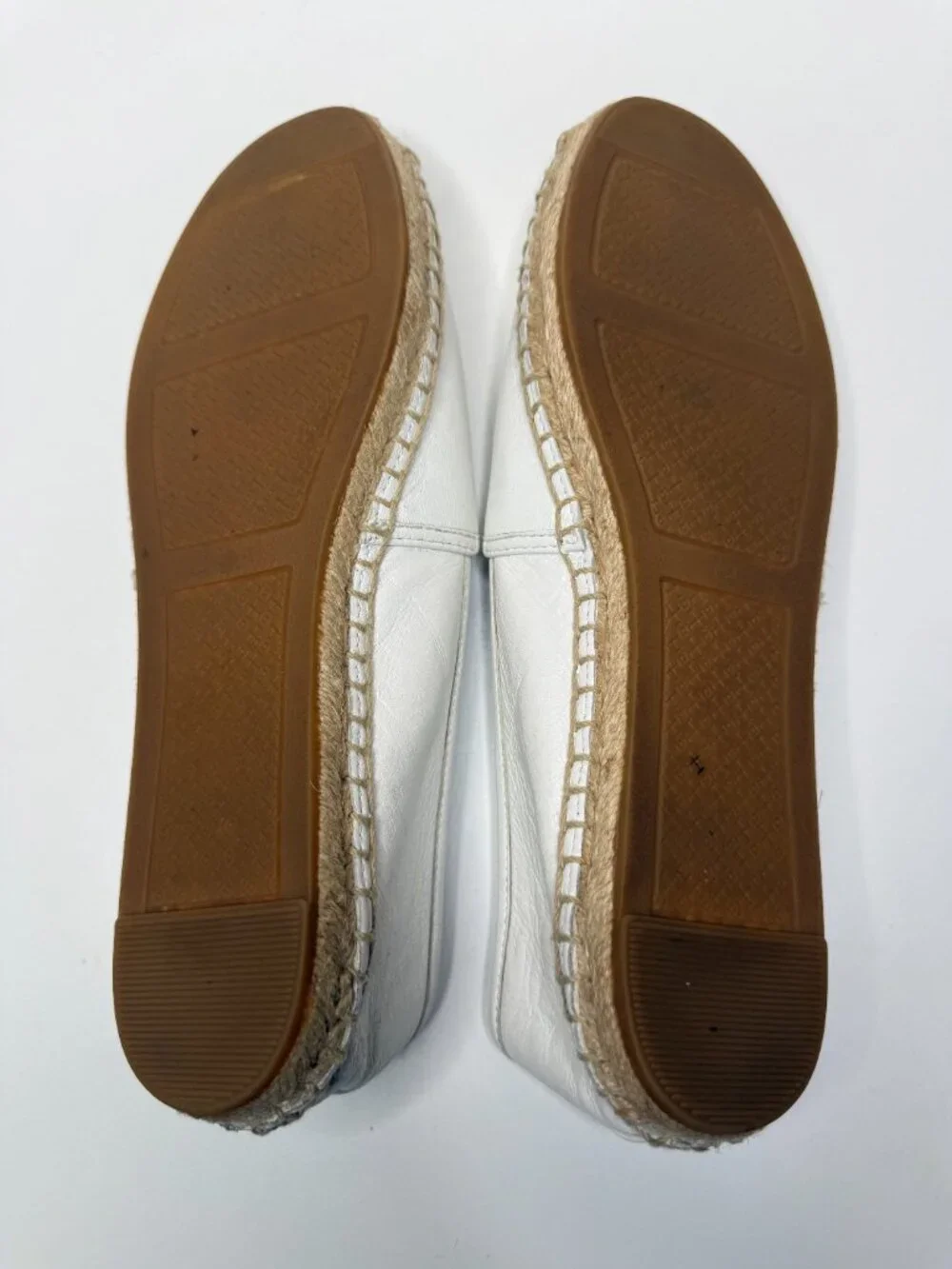 Tory Burch Perforated Logo Espadrille Womens 9.5 White Leather Jute Trim Flats